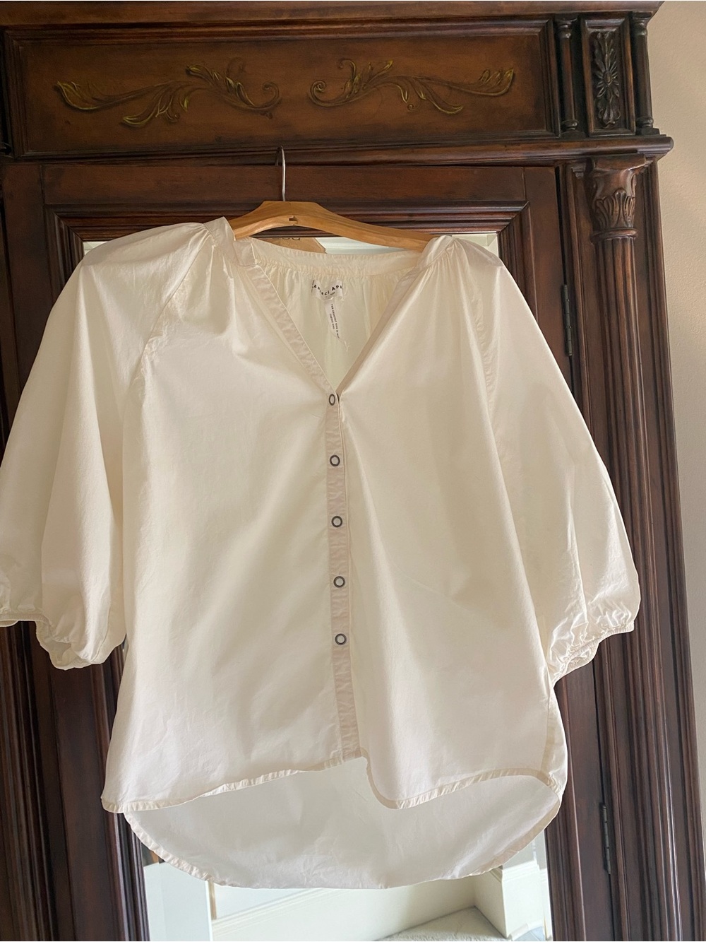 Apiece Apart Cream Button-Front Puff Sleeve Blouse - Size 6